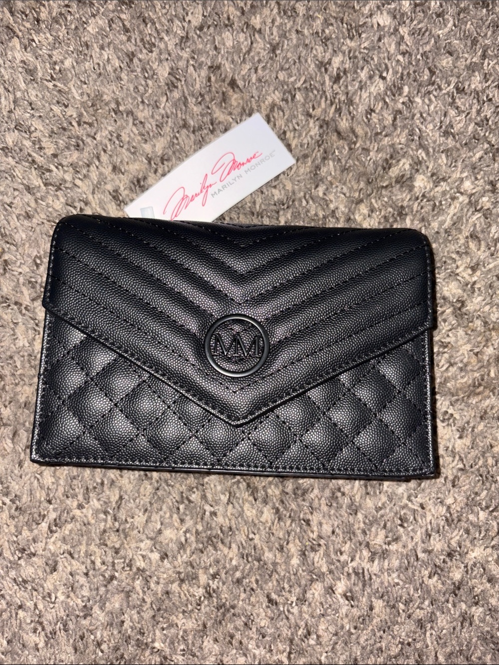 Marilyn Monroe Black Quilted Envelope Wristlet Clutch
